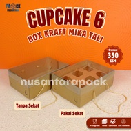 Cupcake Box 6 Kraft Mica Laminated Carrying Strap Food Packaging Rice Cake Pudding Souvenir 25x17x9 