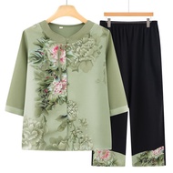 Elderly Women's Summer Clothes Chinese Style Grandma Clothes Summer Suit New Chinese Style Mother Th