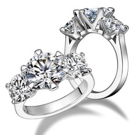 Bezel Set Moissanite Rings for Men Women 3cttw 3-Stone Moissanite Engagement Anniversary Promise Rin