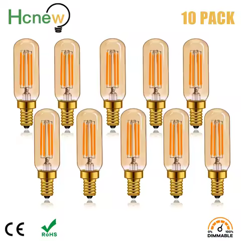 Hcnew T25 LED Filament Tubular Lamp Led Bulb 4w 2200k Amber Glass E12 E14 Light Bulb Dimmable Decora