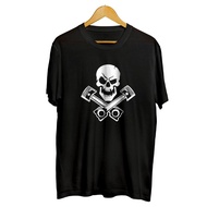 Baju Kaos Pria Distro Original Rider Racing Skull With Pistons Keren Premium 100% Branded Kekinian A