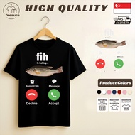High Quality Fish Is Calling T Shirt Funny Phone Call Design Black Cotton Tee Men Women Casual Shirt