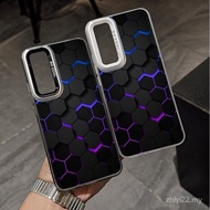Purple Blue Honeycomb Pattern Creative High-End Shock-resistant Case Suitable for Samsung S25ULTRA/S