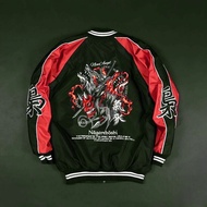 Jaket Sukajan Basebal Varsiti Besbol Jepang Nagareboshi Red Dragon