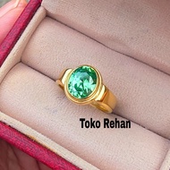 Super Green AQuamarin Stone Ring Cincin Lelaki Cincin Titanium Cincin Perempuan Couple Titanium Anti
