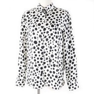 LOUIS VUITTONx 草間彌生 2023 春夏系列 100% 真絲白色和黑色無限圓點長袖襯衫，尺寸 36，義大利製造，正品，女款，成色極佳。