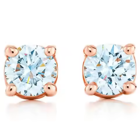 Solid 14k Rose/White 0.3CT 0.5CT 0.8CT 1CT Round Lab Grown Diamond CVD HPHT 4 Prone Stud Earrings Fo