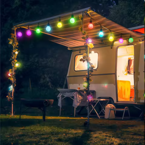 Outdoor Christmas LED String Lights, Color Changing USB Fairy Lights, 25/50 LED Bulbs for Garden,Roo