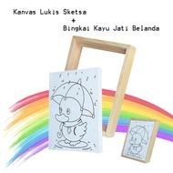 KAYU Sketch Painting Canvas + Dutch Teak Wood Frame