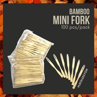 (LAZ 5) Bamboo Mini Fork Toothpick 100pcs for siomai takoyaki