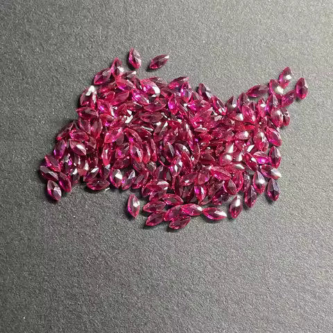 100 Pieces 1 Bag 3A Marquise Shape Small Size 1.5x3mm Synthetic Blood Ruby Red 8# Loose Gemstones