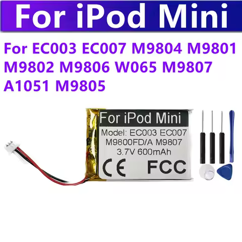 Battery For iPod Mini EC003 EC007 M9804 M9801 M9802 M9806 W065 M9807 A1051 M9805 4GB MP3/4 1st 2nd G
