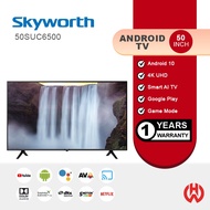 SKYWORTH 50 Inch UHD 4K Android TV 50SUC6500 Google Netflix Youtube 50'' Television