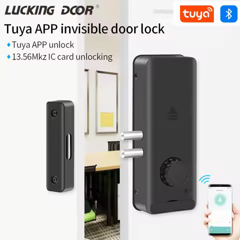 Tuya APP Remotely Control IC Card Lock Invisible Automatic Motor Bolt Lock For Home Wooden Door No D