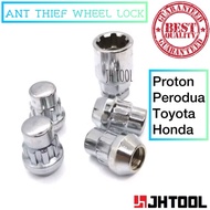 JHTOOL Wheel nut lock M12x1.5L 4lock+1 key anti theft wheel lock nut PERODUA PROTON TOYOTA HONDA FOR