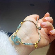 瓜地馬拉 天然原礦A貨糯種藍水翡翠環環設計單圈手繩s
