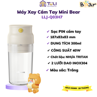Máy xay sinh tố cầm tay 0.3L Bear LLJ-S04S6 Công suất 70W Tích hợp 6 lưỡi dao INOX304 xay đá bi  Bảo