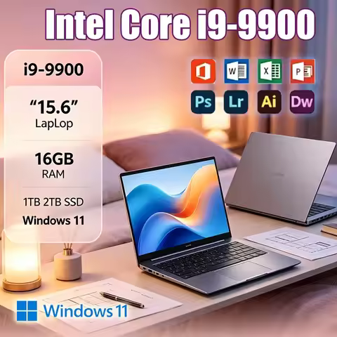 15.6 Inch 4K HD Laptop Intel Core i9-9900 W11 16GB RAM 1TB SSD Ultra Thin Portable Gaming Business N