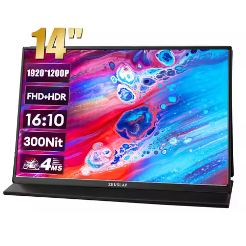 ZEUSLAP 14" 16:10 Portable Monitor 1920*1200P 100%sRGB 300Cd/m² Travel Display for LG Gram Laptop Co