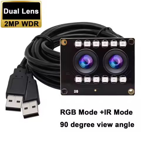 ELP Full HD 1080P Dual Lens WDR USB Camera AR0230 CMOS Sensor Stereo Camera with RGB and IR Mode