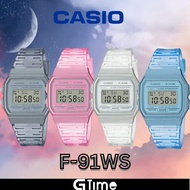 [ORIGINAL + 1YR WARRANTY] CASIO F-91WS TRANSPARENT JELLY DIGITAL UNISEX VINTAGE RETRO WATCH JAM UNIS