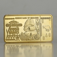 Coin Square Zimbabwe 26.1.27 Gold Nugget Square Billion Gold Bar 100 Gold Nugget Commemorative Coin 