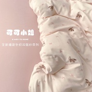 Four-piece Set Of Class A Mother And Baby Grade Knitted Double-layer Yarn Cartoon Set Student Dormit