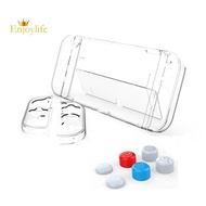 Case Dockable for Nintendo Switch OLED Model,Clear PC Protective Case Cover with Thumb Cap for Joy-Con Switch OLED