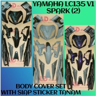 YAMAHA LC135 V1 COVER SET SPARK &lt;2&gt; HLD WITH SIAP STICKER TANAM - NARDO GREY /BLACK / DNPM1+DBMN8