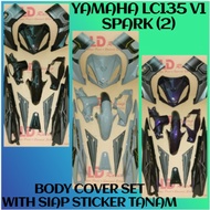 YAMAHA LC135 V1 COVER SET SPARK <2> HLD WITH SIAP STICKER TANAM - NARDO GREY /BLACK / DNPM1+DBMN8