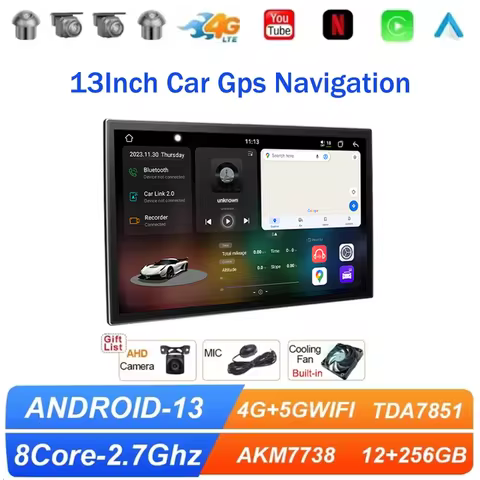 UIS7870 13inch Android 13 Universal Car Radio 2 Din 2K Carplay auto AI Voice GPS Multimedia Player H