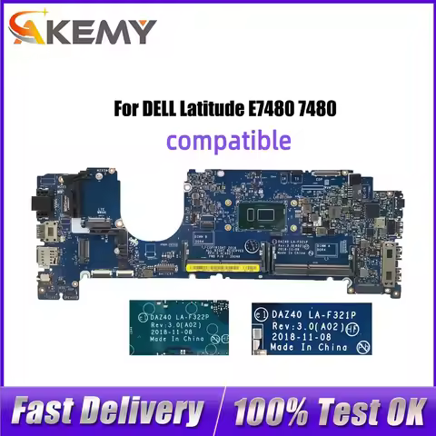 For DELL Latitude 14 7490 LA-F321P LA-F322P Mainboard 0T64M2 0YFP8K 0X225X Laptop Motherboard with i