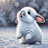 1pc Winter Rabbit & Snowflake 5D Diamond Painting Kit, [30*30cm/11.8*11.8in] [40*40cm/15.7*15.7in], 