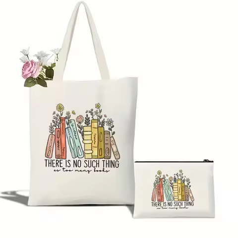 There Is No Such Thing As Too Many Books Tote Bag Makeup Bag Book Lovers Tote Bag Library Tote Shopp