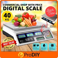PRODIY 40kg Electronic Digital Price Computing Rechargeable Supermarket Counting Scale Price Scale E