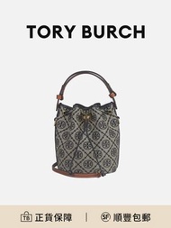 Tory Burch T Monogram 海軍藍色提花面料斜挎包復古潮流[平行進口]