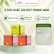 3 Packs of PRIME MINI Tissue Paper 100 Sheets 3 Layers Super Tough Napkin Paper Safe for Skin
