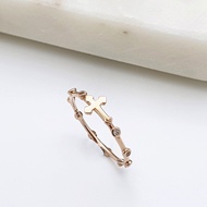 [Mandy] 14K Cross Catholic Rosary Cubic Dainty Ring, 585 Gold, 2 Colors, K-Style Customized Jewelry 