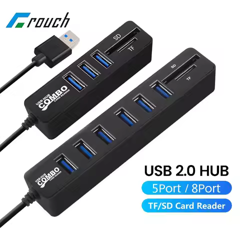 5/8 Ports USB 2.0 HUB SD/TF Card Reader Adapter Multi USB 2.0 Splitter USB Hub 2.0 Multiple Expander