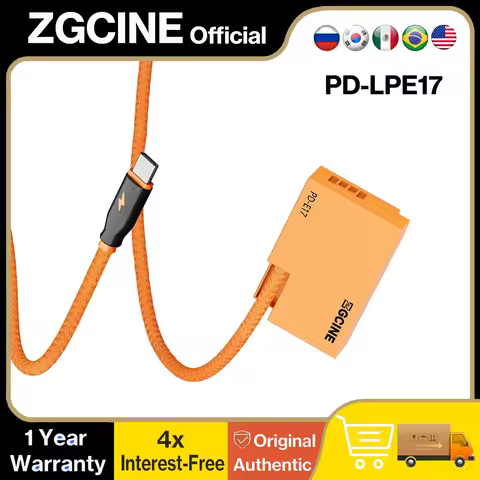 ZGCINE USB-C PD to Canon LP-E17 Dummy Battery with Braided Power Cable (23.6") for Canon EOS RP R50 