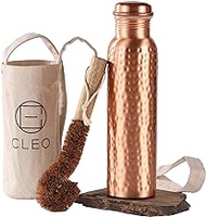 AVA DESIGNZ CLEO HOME (32 Oz/950 ml) Handcrafted Hammered-100% Ayurvedic Copper Water Bottle with Cleaning Brush and Canvas Bag | Lab-Tested, Leak-Proof Bottle