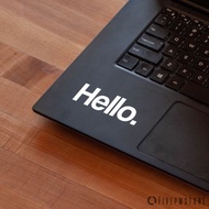 stiker hello - sticker quote hello untuk laptop apple macbook asus len - putih