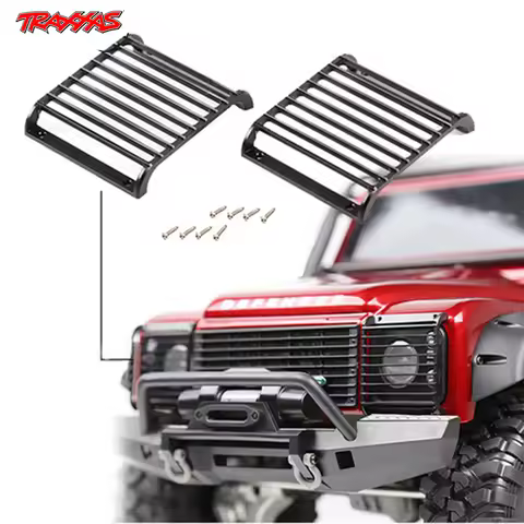 AJRC 2Pcs TRX4 Defender Metal Front Lamp Guards Headlight Cover Guard Grille for 1/10 RC Crawler Car