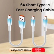 Elough 0.15M-1.5M Short Elbow USB Type C Cable 6A Type C To Type C Fast Charging Cable For Mobile Ph
