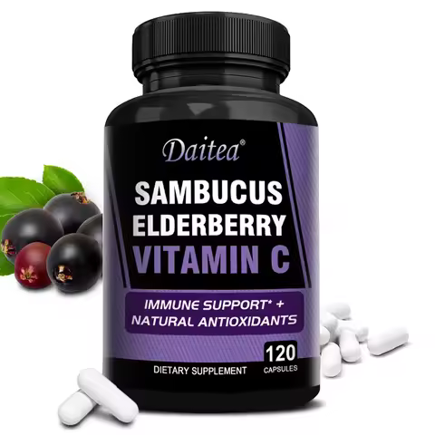 Sambucus Black Elderberry Capsules 350mg with Vitamin C, Zinc, Immune Support, Antioxidant & Energy 