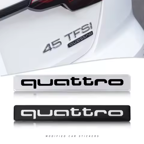 For AUDI QUATTRO Badge 3D Aluminum Car Body Tail Trunk Fender Sticker Auto Accessories Auto Valve Sl