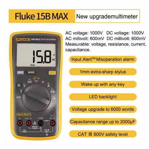 Genuine Fluke 15B MAX/17B MAX Digital Multimeter, AC/DC Voltage, Current, Resistance, Frequency Test