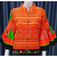 Hmong Clothes Ruffled Sleeves Pleated (Size 38)