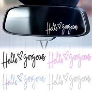 Hello Gorgeous Car Sticker - Rearview Mirror Car Decals - Laser Lettering Styling Stickers - For Car, Motorcycle, Helmet - Positive Laptop Decal - Auto Interior Accessories