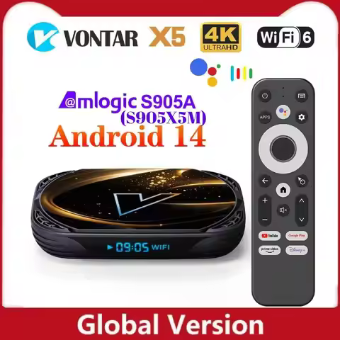 VONTAR Amlogic S905X5M S905A X5 Android 14.0 TV Box 1000M AV1 4K 60fps Google Player Youtube WiFi6 B